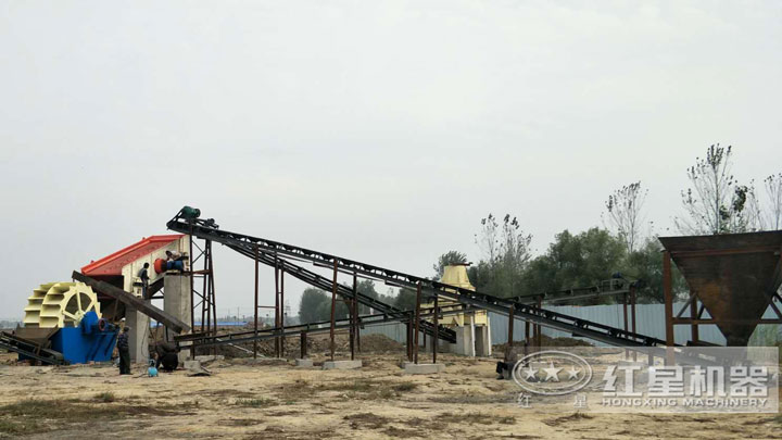 洗砂機搭配在生產線中，有效作業，清洗更干凈